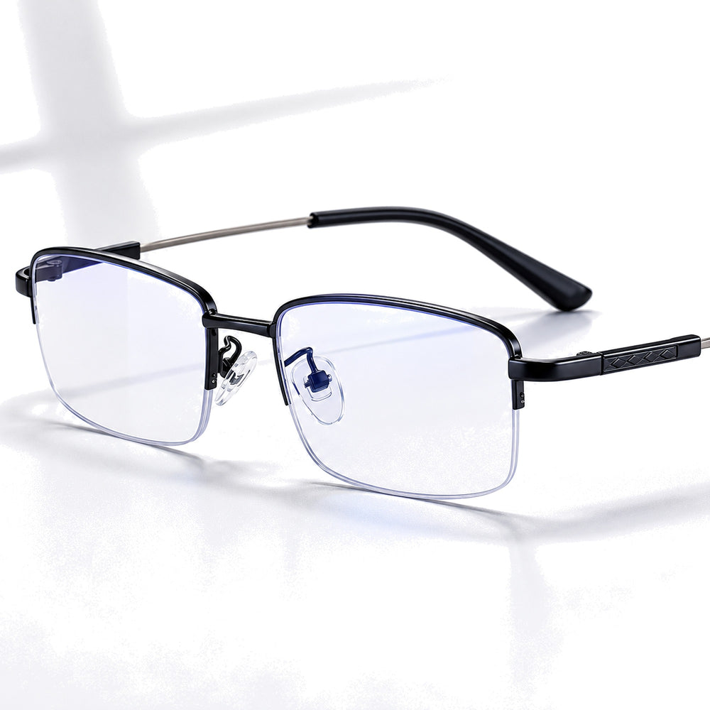 Marcel — Blue Light Blocking Half-Rim Glasses, Black