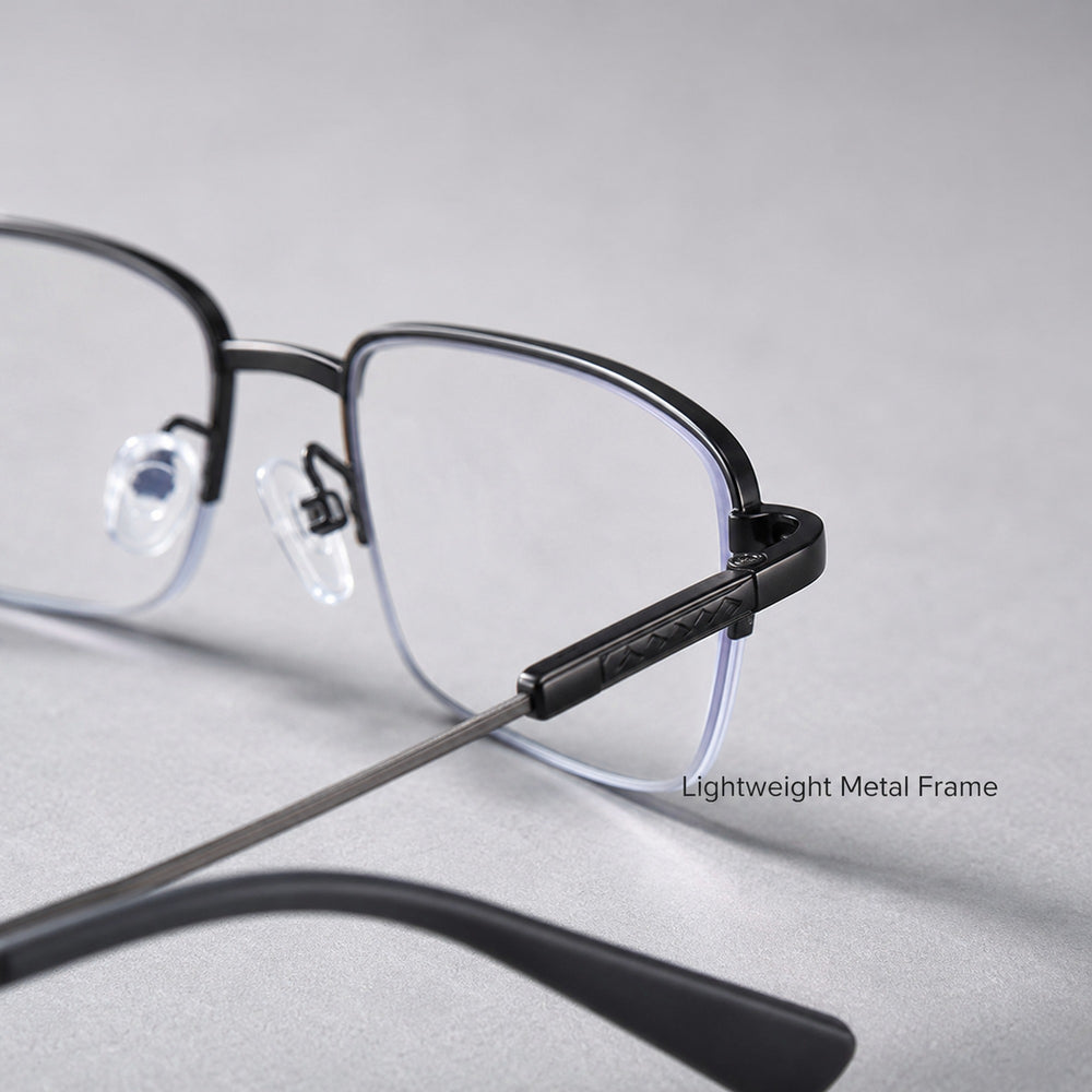 Marcel — Blue Light Blocking Half-Rim Glasses, Black