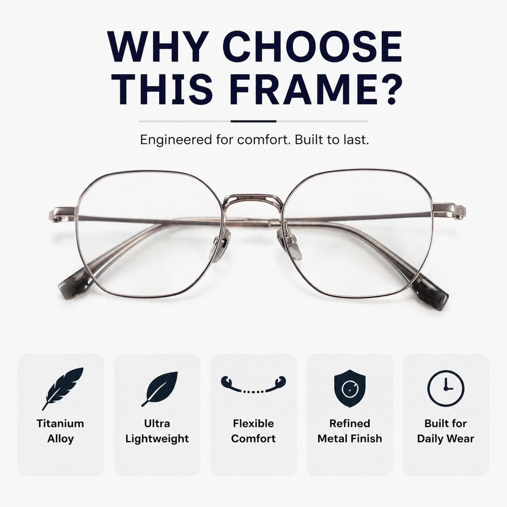 Émile — Blue Light Geometric Titanium Eyeglasses, Gunmetal