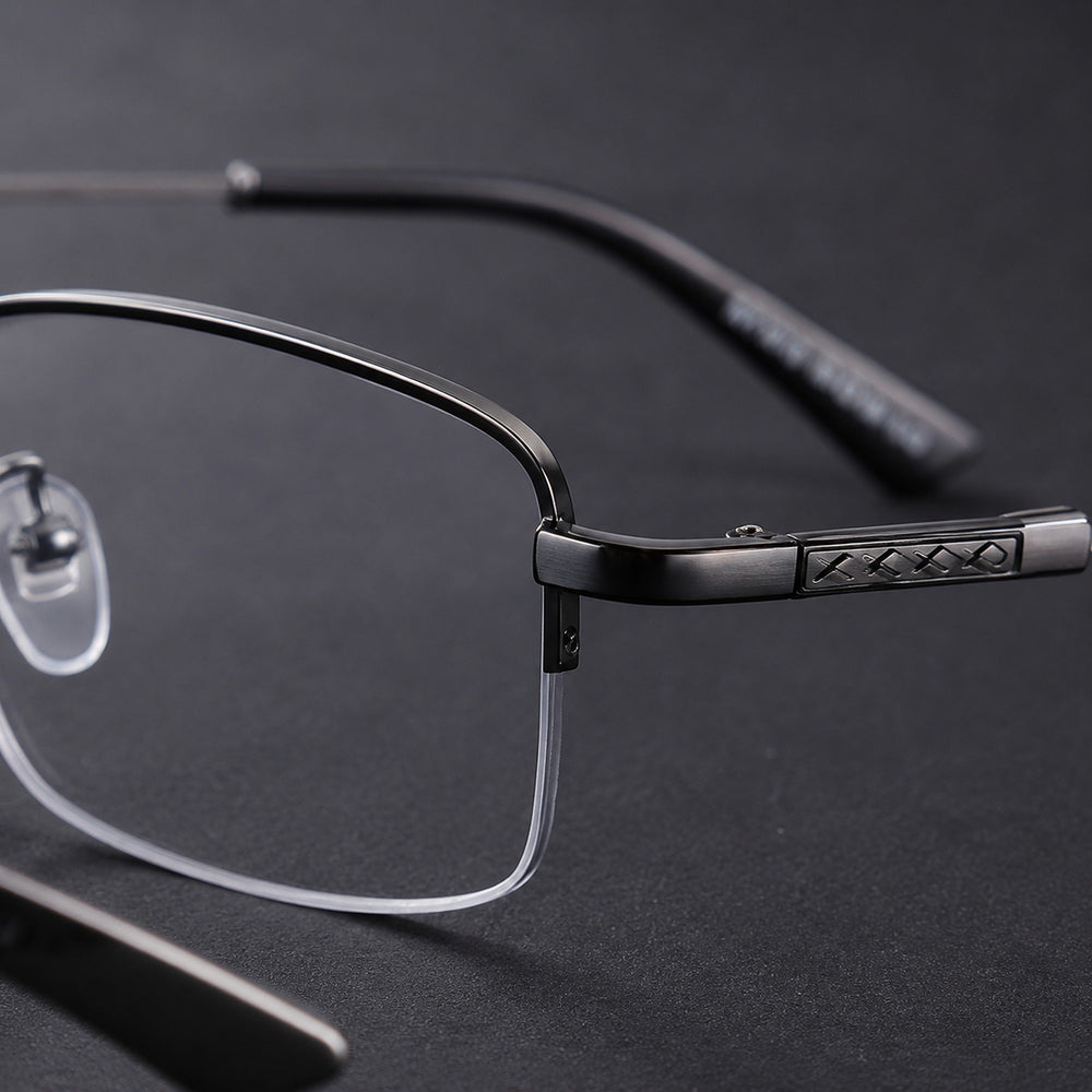 Marcel — Blue Light Blocking Half-Rim Glasses, Black