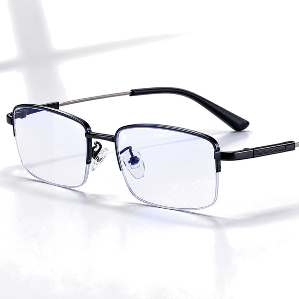 Marcel — Blue Light Blocking Half-Rim Glasses, Black