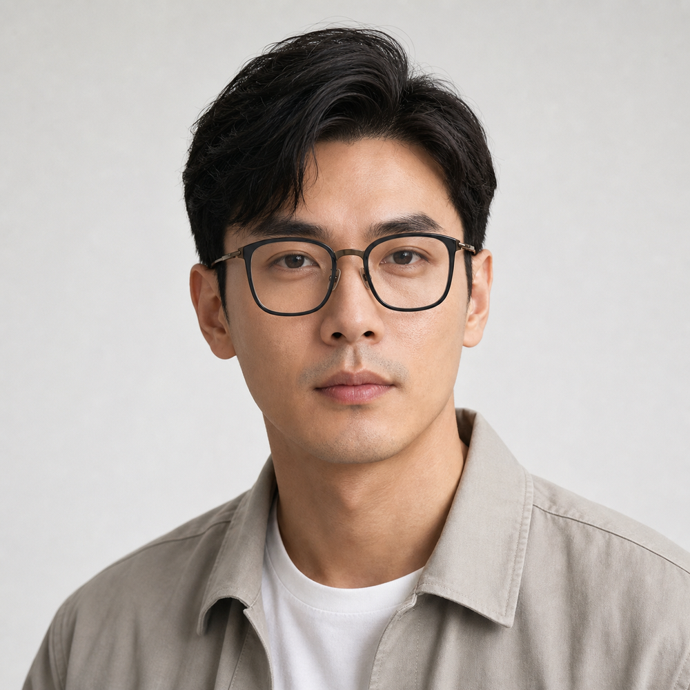 Auguste eyewear, front view worn by an adult model