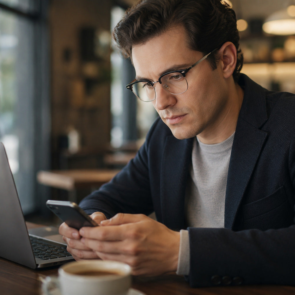 Laurent — Men's Browline Half-Rim Eyeglasses