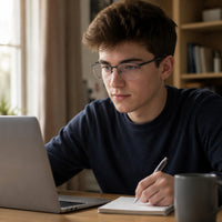 Marcel — Blue Light Blocking Half-Rim Glasses, Black