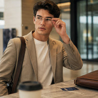 Émile — Blue Light Geometric Titanium Eyeglasses, Gunmetal