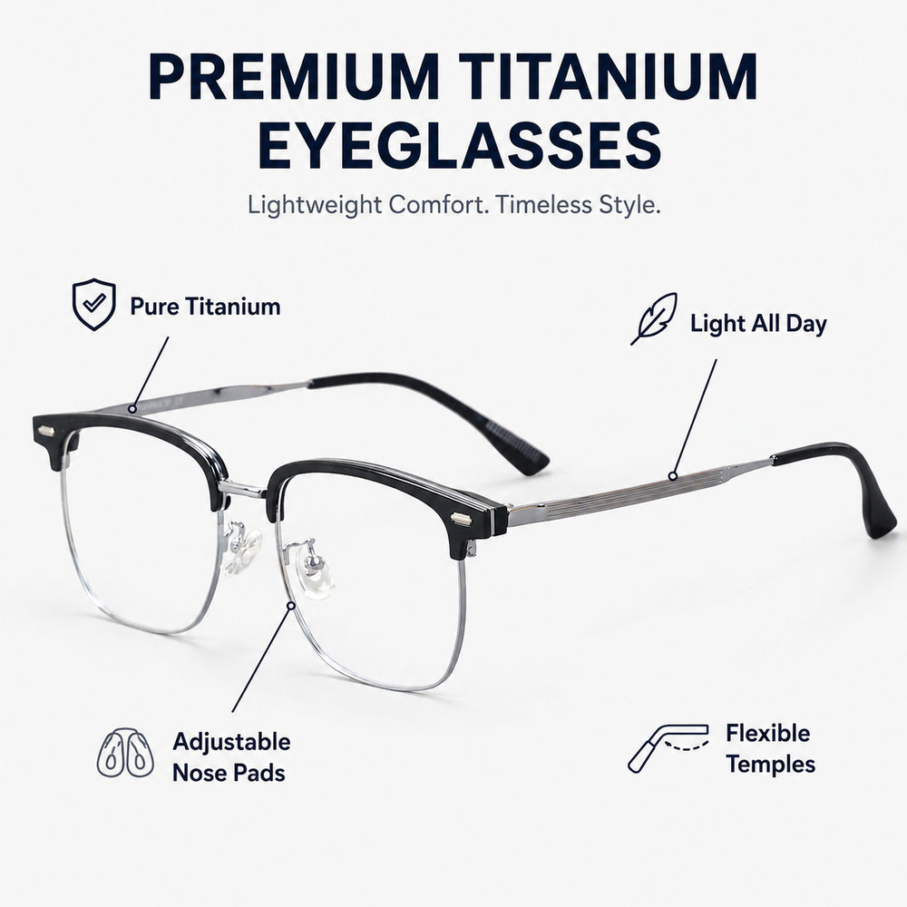 Laurent — Men's Browline Half-Rim Eyeglasses