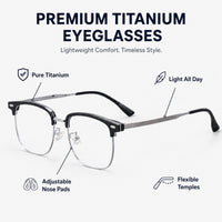 Laurent — Men's Browline Half-Rim Eyeglasses