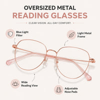 Margaux — Women's Blue Light Reading Glasses, Rose Gold