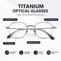 Émile — Blue Light Geometric Titanium Eyeglasses, Gunmetal
