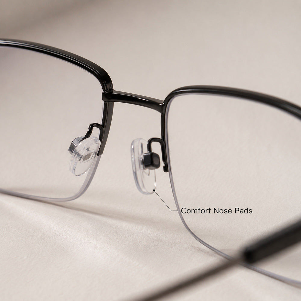 Marcel — Blue Light Blocking Half-Rim Glasses, Black