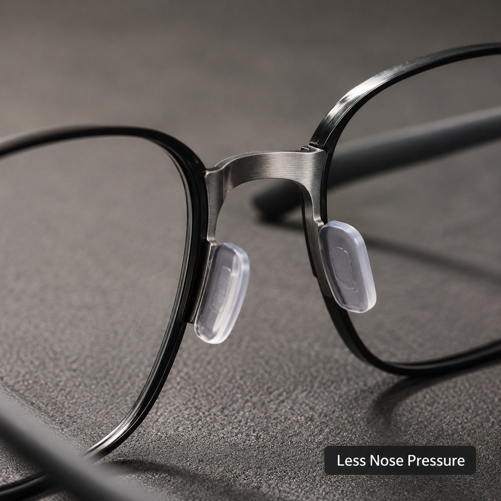 Augustin — Men's Square Titanium Eyeglasses, Silver & Black