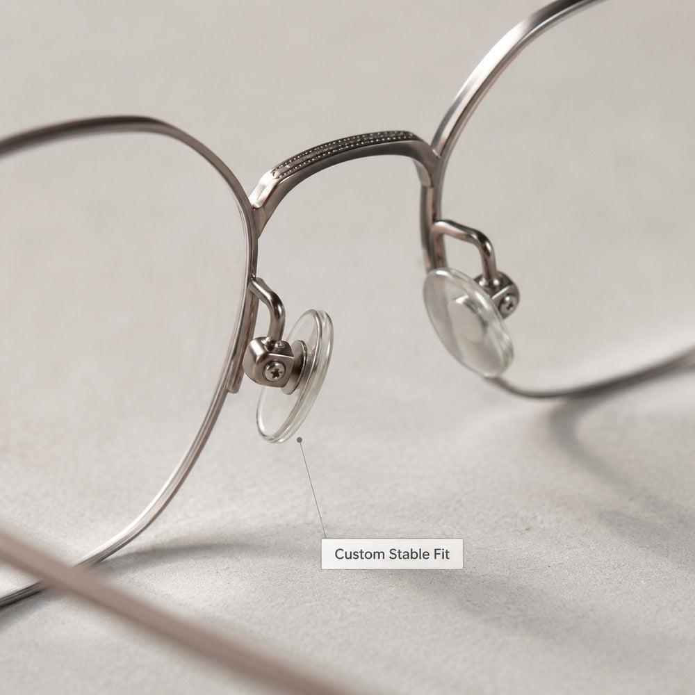 Émile — Blue Light Geometric Titanium Eyeglasses, Gunmetal