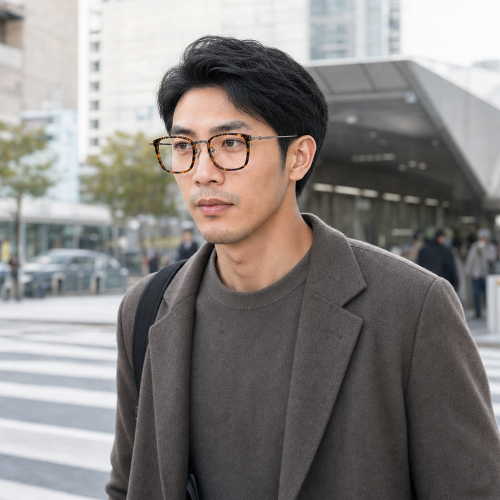 Armand eyewear, worn during a daytime city commute
