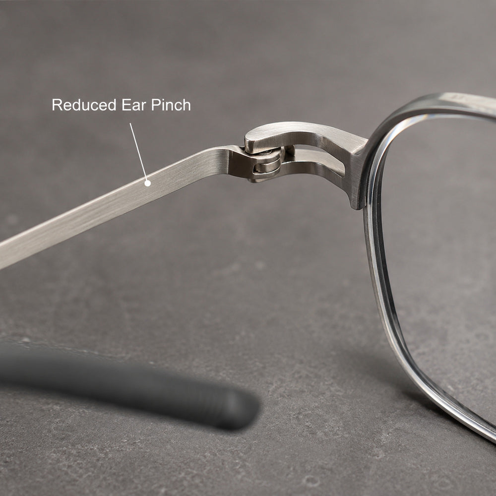 Augustin — Men's Square Titanium Eyeglasses, Silver & Black