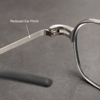 Augustin — Men's Square Titanium Eyeglasses, Silver & Black