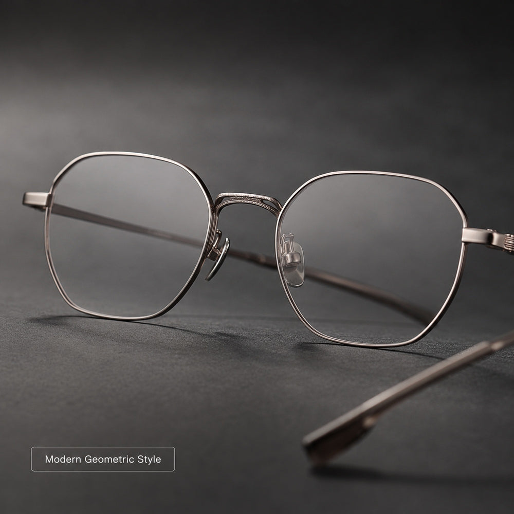 Émile — Blue Light Geometric Titanium Eyeglasses, Gunmetal