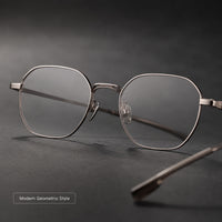 Émile — Blue Light Geometric Titanium Eyeglasses, Gunmetal