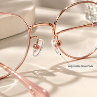 Margaux — Women's Blue Light Reading Glasses, Rose Gold