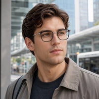 Anatole eyewear, eyewear worn in a second everyday lifestyle setting