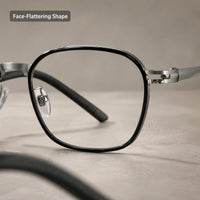 Augustin — Men's Square Titanium Eyeglasses, Silver & Black