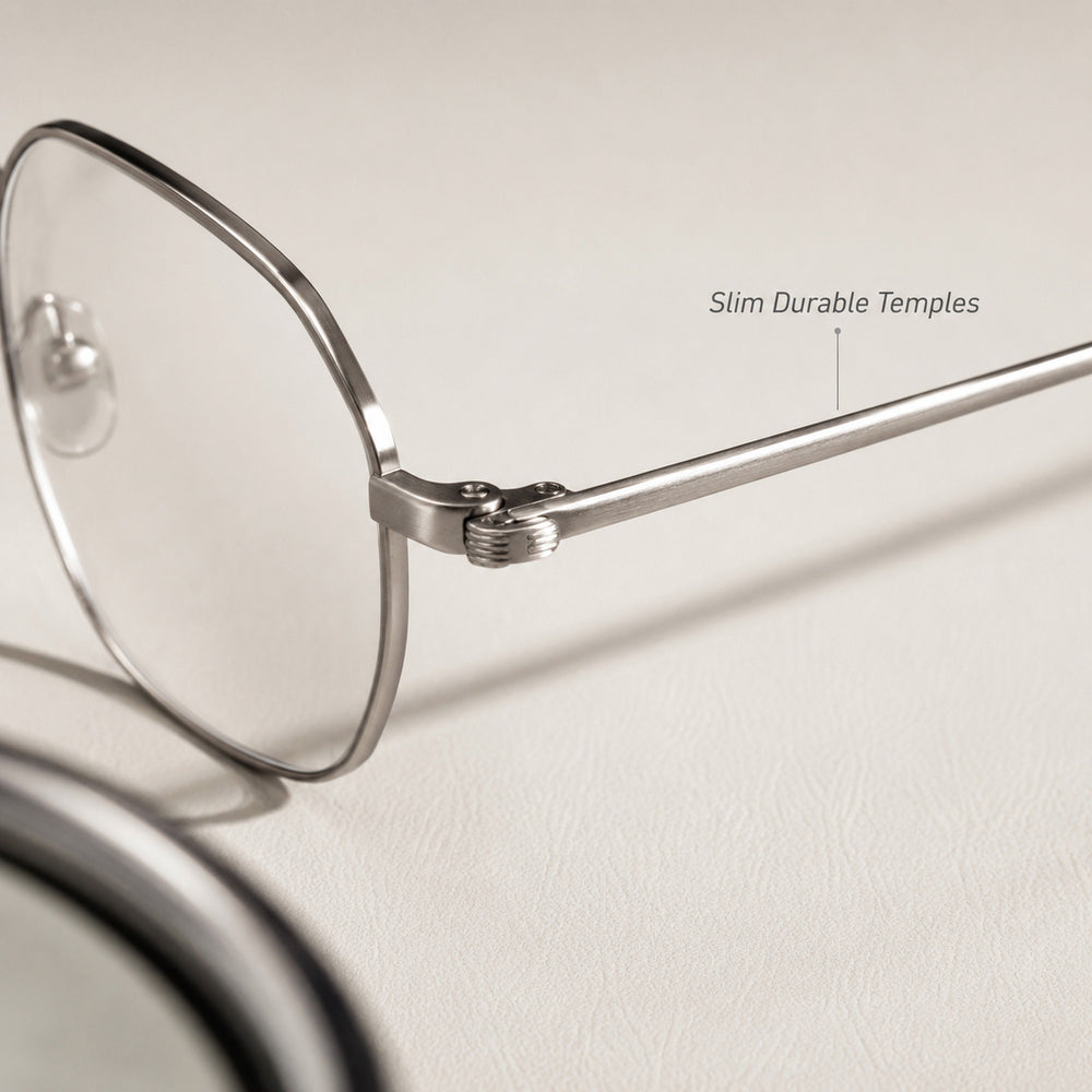 Émile — Blue Light Geometric Titanium Eyeglasses, Gunmetal