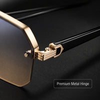 Octave — Oversized Geometric Rimless Sunglasses, Gold & Blue Gradient