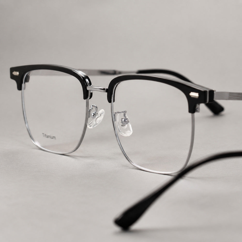 Laurent — Men's Browline Half-Rim Eyeglasses