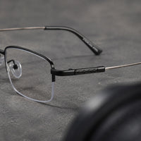 Marcel — Blue Light Blocking Half-Rim Glasses, Black