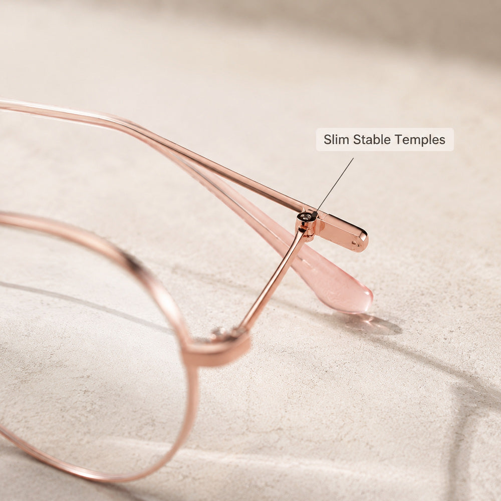 Margaux — Women's Blue Light Reading Glasses, Rose Gold
