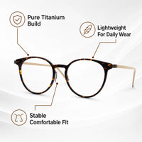 Pure titanium lightweight frame and nose pad construction