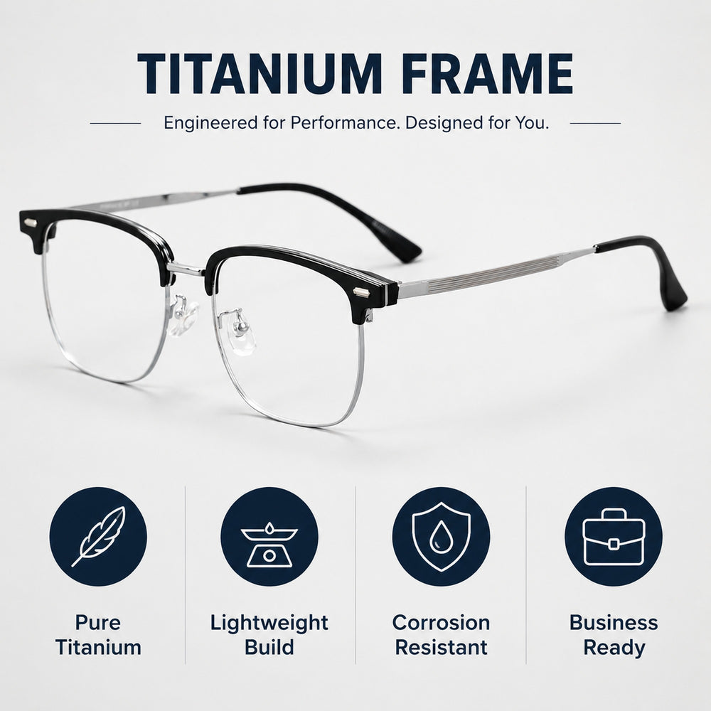 Laurent — Men's Browline Half-Rim Eyeglasses