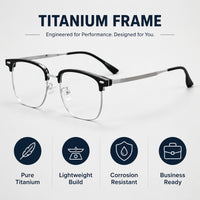 Laurent — Men's Browline Half-Rim Eyeglasses