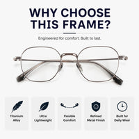Émile — Blue Light Geometric Titanium Eyeglasses, Gunmetal