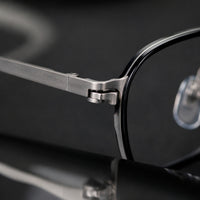 Augustin — Men's Square Titanium Eyeglasses, Silver & Black