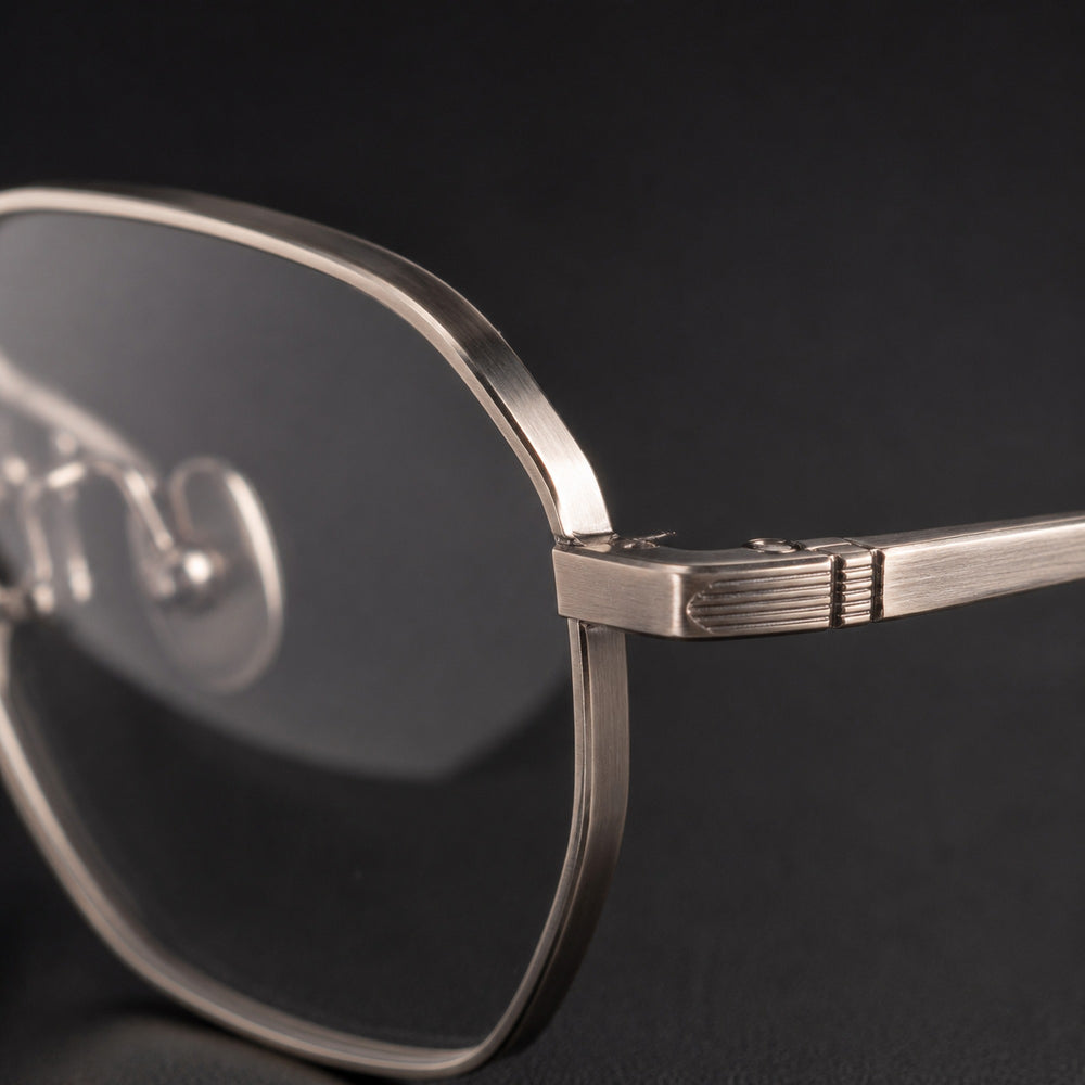 Émile — Blue Light Geometric Titanium Eyeglasses, Gunmetal