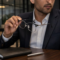 Laurent — Men's Browline Half-Rim Eyeglasses