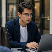 Marcel — Blue Light Blocking Half-Rim Glasses, Black