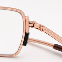 Nicolas eyewear, close-up of the frame, temple, and hinge construction