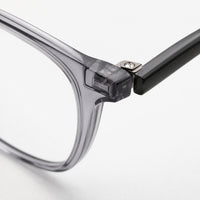 Bastien eyewear, close-up of the frame, temple, and hinge construction