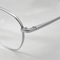 Adrien eyewear, close-up of the frame, temple, and hinge construction