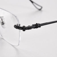 Anatole eyewear, close-up of the frame, temple, and hinge construction