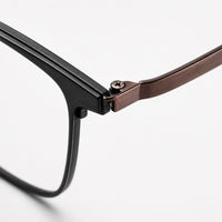 Alphonse eyewear, close-up of the frame, temple, and hinge construction