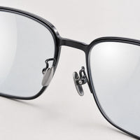 Damien eyewear, close-up of the lenses and nose pad details