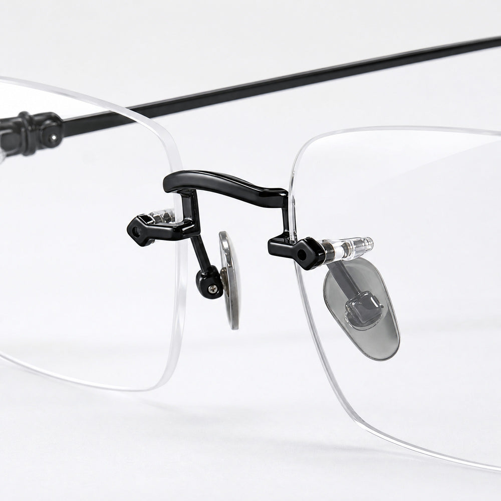Anatole eyewear, close-up of the lenses and nose pad details
