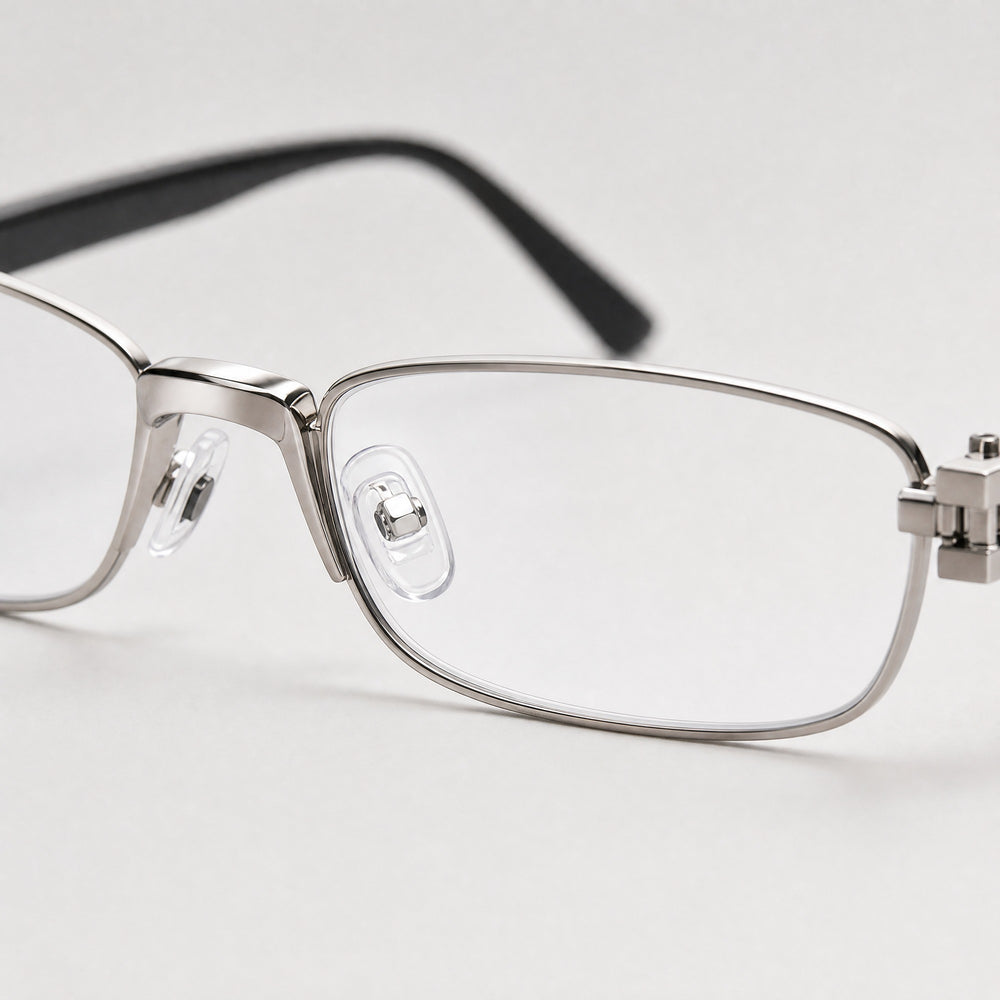 Vianney eyewear, close-up of the lenses and nose pad details