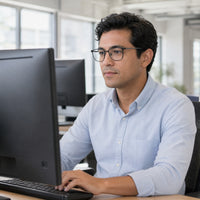 Damien eyewear, eyewear worn in an everyday lifestyle setting
