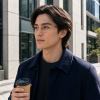 Thierry eyewear, eyewear worn in an everyday lifestyle setting