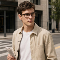 Victor eyewear, eyewear worn in an everyday lifestyle setting