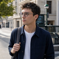 Jules eyewear, eyewear worn in an everyday lifestyle setting