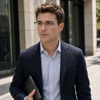 Aurélien eyewear, eyewear worn in an everyday lifestyle setting